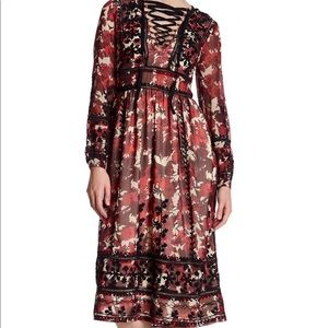 Topshop embroidered midi dress